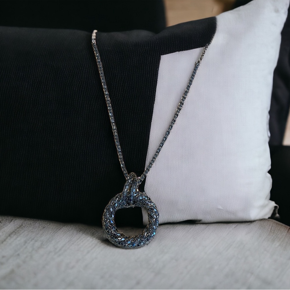 Mi Amore long silver statement necklace